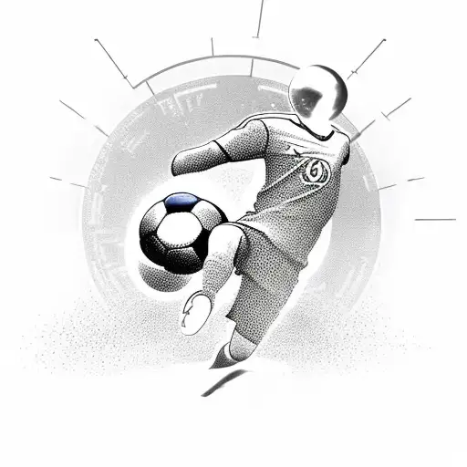 A Futuristic Soccer Player Kicking A Ball In A Nature Setting