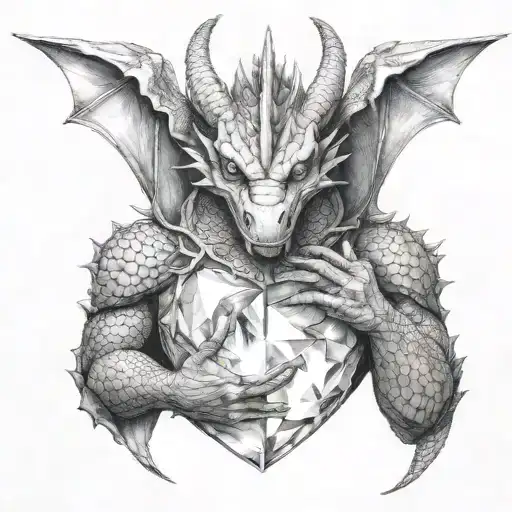 Dragon Holding A Crystal To His Chest