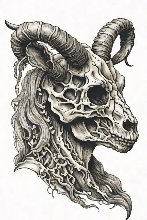 Woman Goat Skull Side View Camera