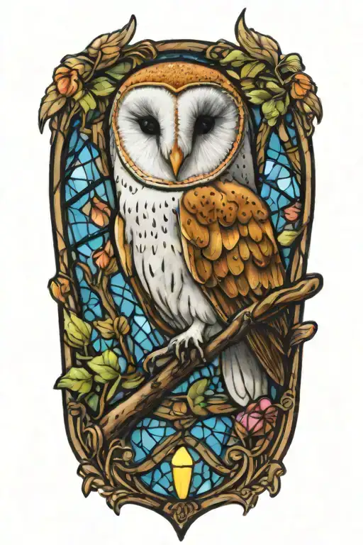 Barn Owl And Stained Glass