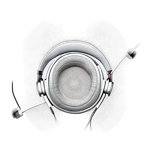 Headphones With Waveforms And Mandala Background