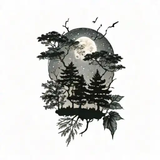 Nature Night Sky Silhouettes Hidden Within