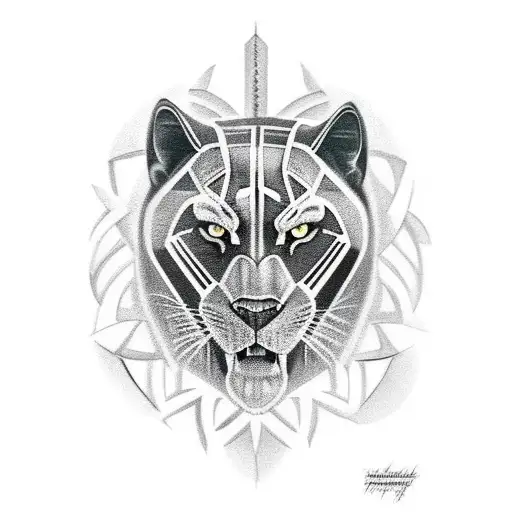 Majestic Black Panther Against Folliage