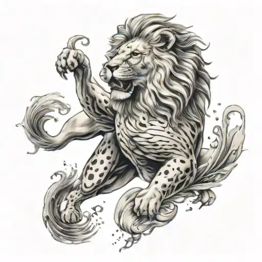 Leo And Piscus Combine With Lion And Fish Jumping