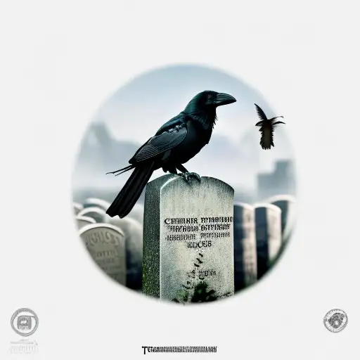 Crow Sitting On Top Of A Tombstone