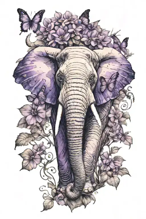 Purple Butterfly Landing On Elephant Trunk