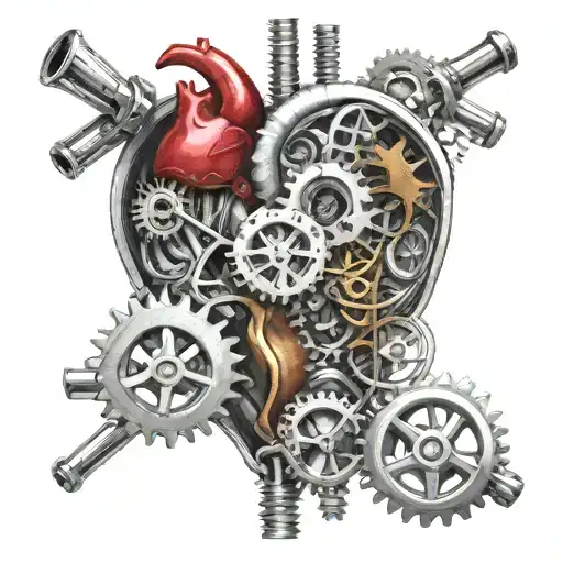 Triathlon Symbol As A Life Support Measure With Tubes And Gears That Keep The Heart Alive