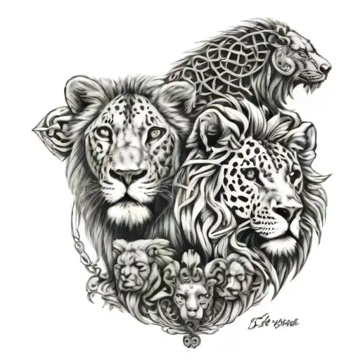 Leo And Piscus Zodiac Symbols Combined With Animals
