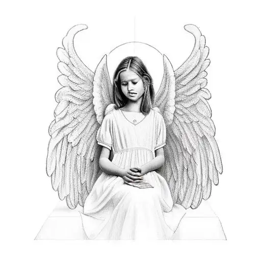 An Artistic Representation Of Jennifer's Daughter As A Guardian Angel Watching Over Her Mother
