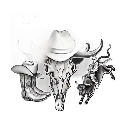 A Cow Skull And A Cowboy Hat