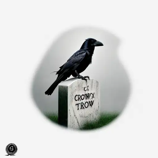 Crow Sitting On Top Of A Tombstone