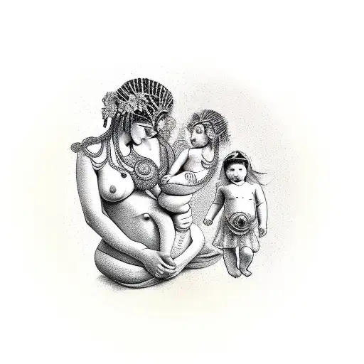 Mother Goddesses With Baby On Hip
