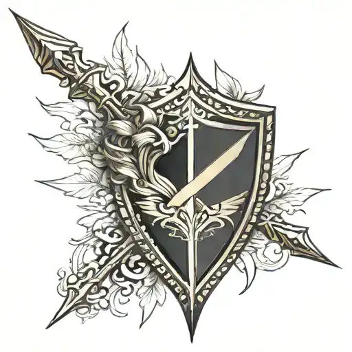 Black And Gold Spear And Shield