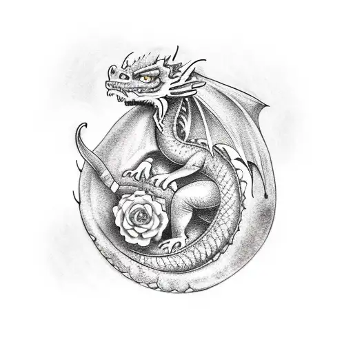 A Dragon Around With Flowers And The Paw Of A Dead Dog