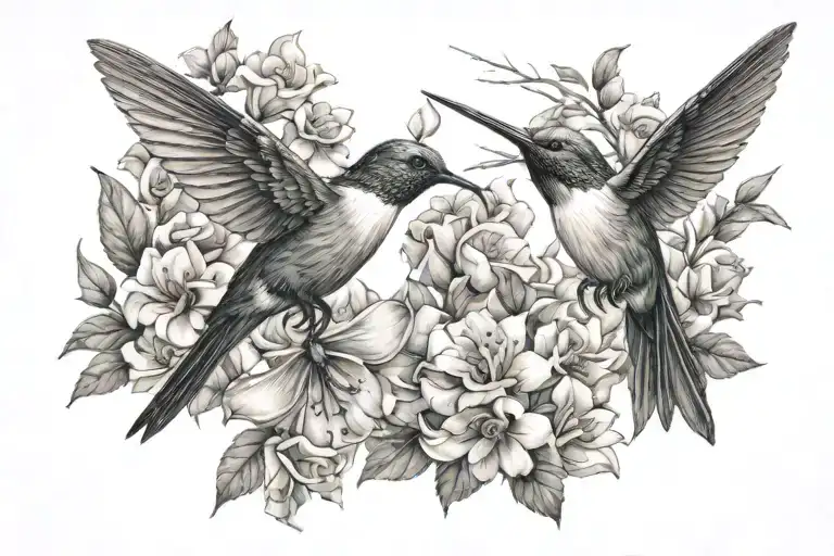 Colibri Mom And Daughter Flying Towards Each Other