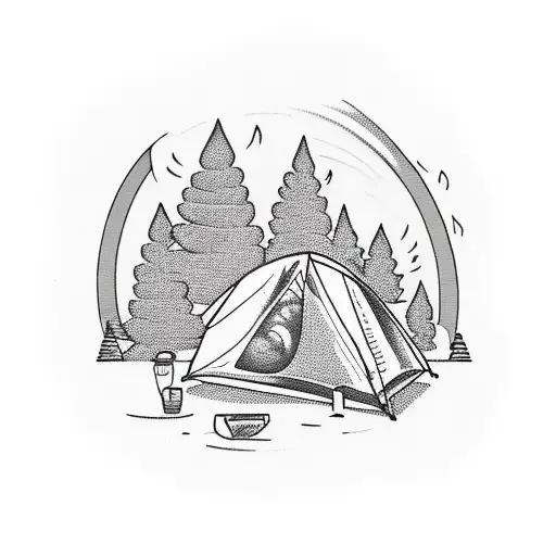 A Camping Scene With A Book As The Campfire