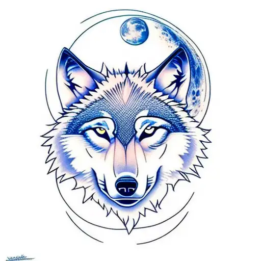 Wolf Howling At The Moon With A Waterfall