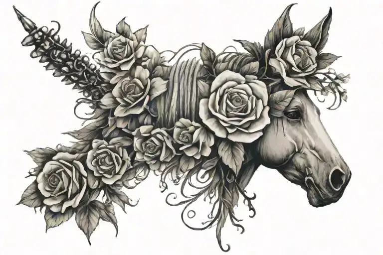 Spine Tattoo With Flowers And Feminine Western Style