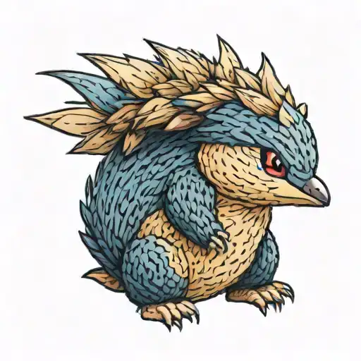 A Tattoo Of The Pokemon Cyndaquil Made Of Yarn