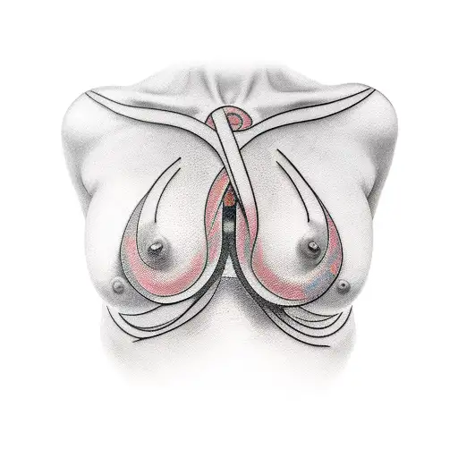 Nude Lady Blind Folded Libra Scales Covering The Breast