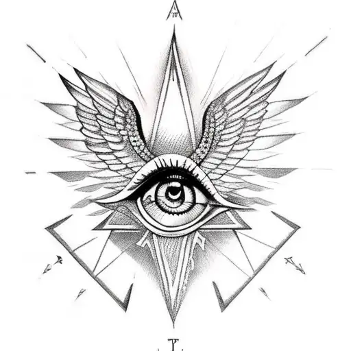 Illuminati Eye Triangle With Black Angel Wings