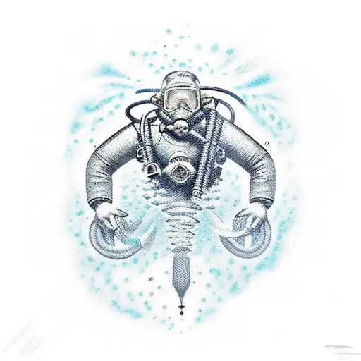 A Scuba Diver Diving Into An Ocean Of Stars0