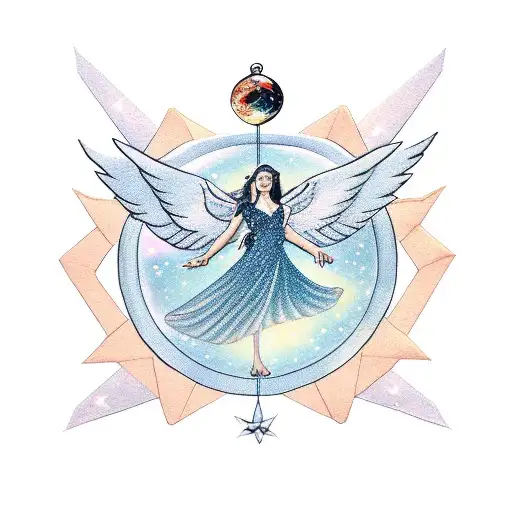 A Singing Angel Holding An Origami Crane In Outer Space