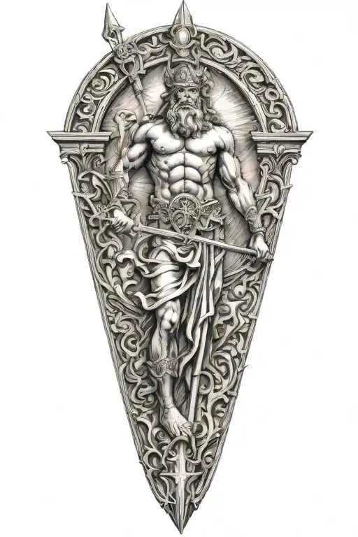 Poseidon Holding A Trident Emerging