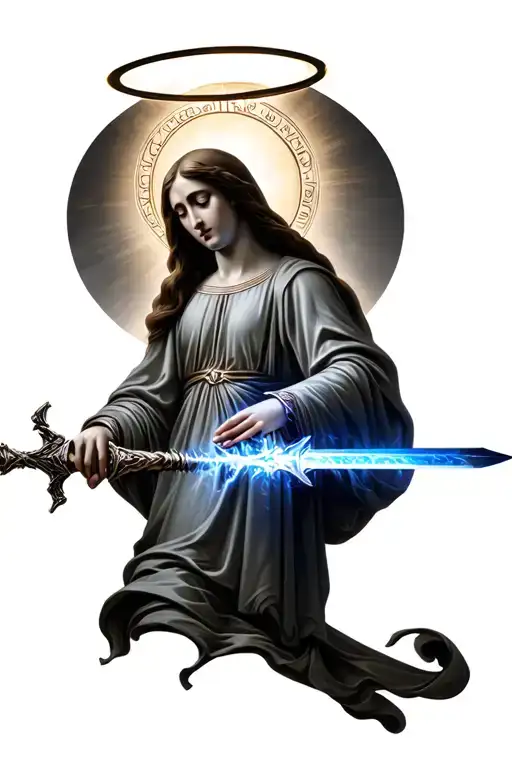 Saint Mary With Halo Energy Sword