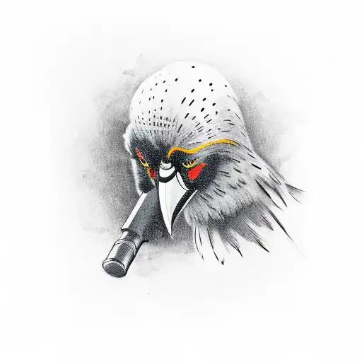 Crow With Mask And Gun