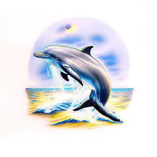 Dolphin Swimming Into The Sun