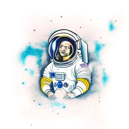 Astronaut Wearing Shorts Feet Splashing In The Water Reaching To The Stars