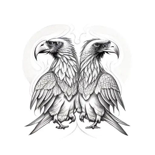 Two Headed Raven Holding Heart