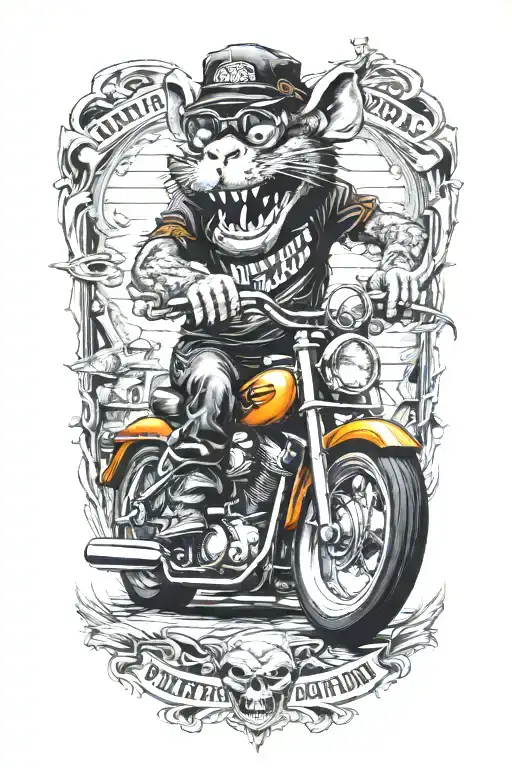 Rat Fink Riding A Harley Davidson Motorcycle