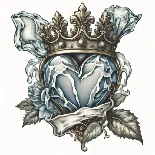 Heart And Ice With Crown Made