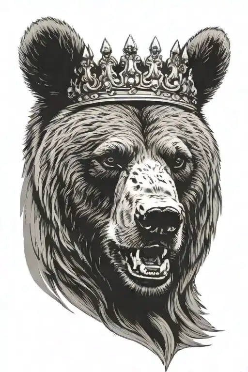 Angry Bear Head With Crown