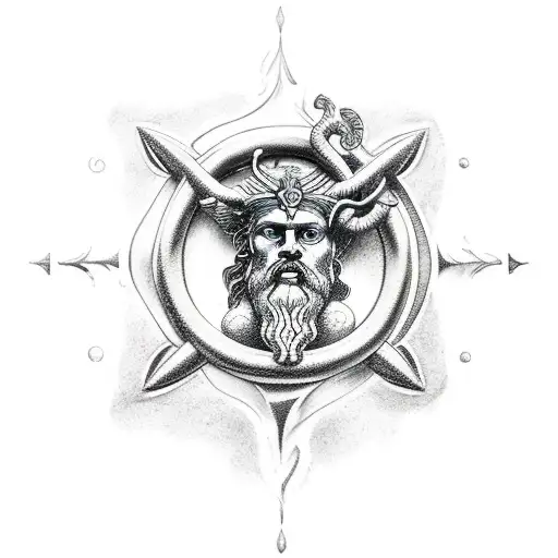 Poseidon With A Ship And Ocean Background