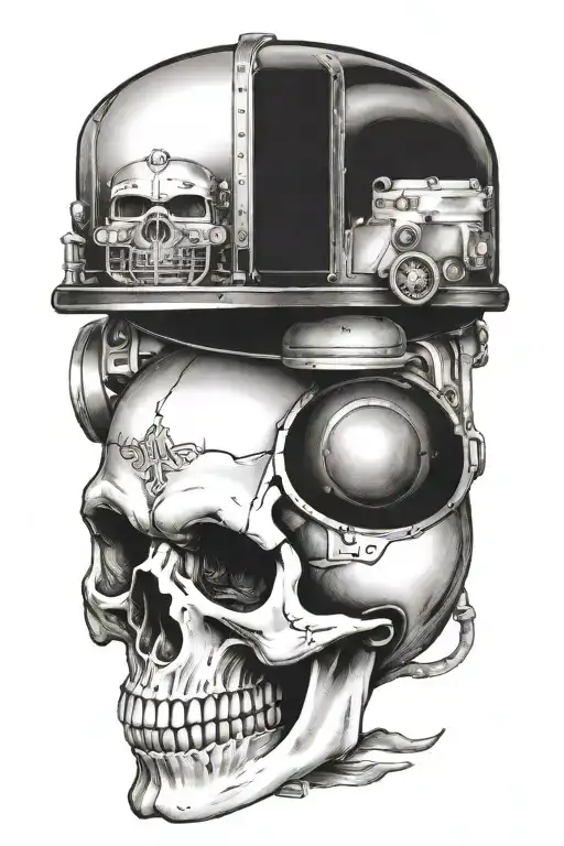 Railroad Train With One Skull Harley Davidson Style