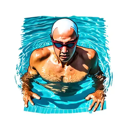 Swimmer In Pool Swimming Gracefully