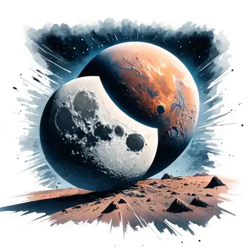 Mars And Moon Crashing Together