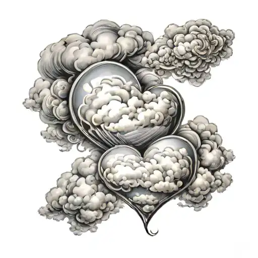 A Symbolic Tattoo Of A Mother's Love Represented By A Heart-shaped Cloud In The Sky