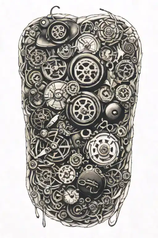 Black Buttons And Needles Sewn Into The Skin