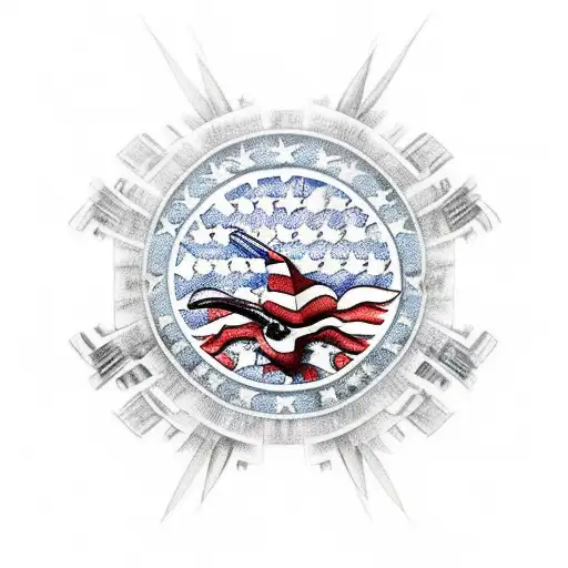 American Flag With Crying Bald Eagle