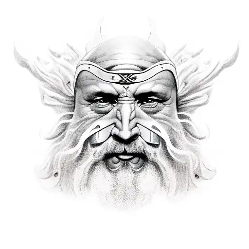 Slavic God Dazhbog Interpreted Like Old Man Dressed In Bear Skin With One Blindfolded Eye