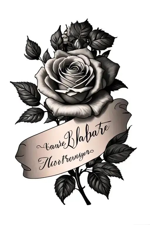 Name Tattoo Sleeve With A Rose On The Side