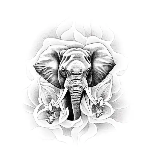 Elephant Whith Orchids