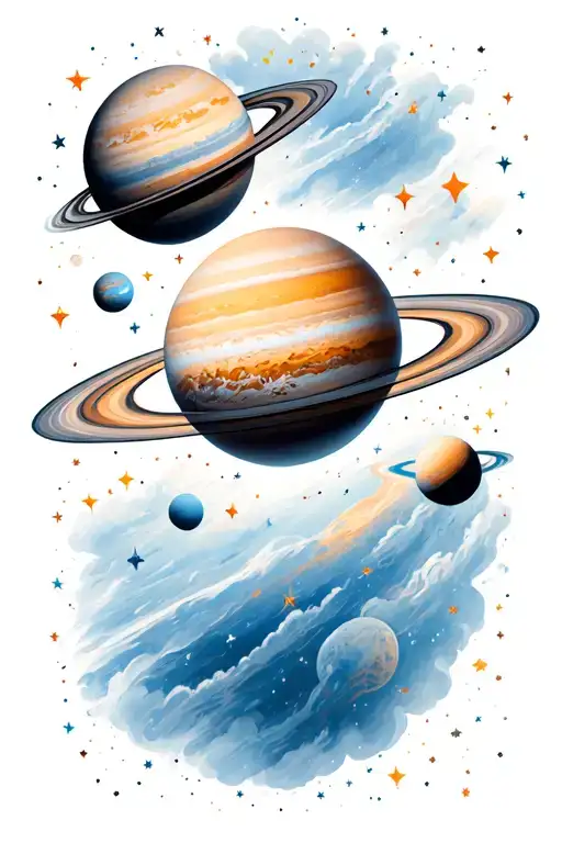 Planet And Star Filled Sky