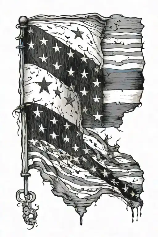 Weathered American And Thin Blue Line