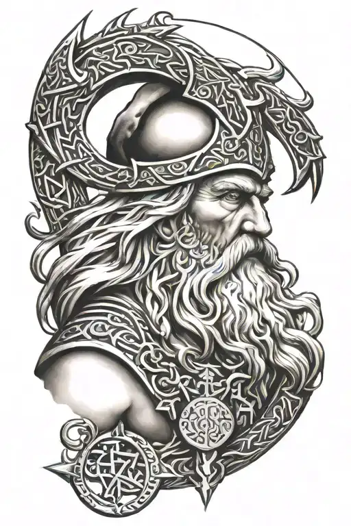 God Odin With Runes