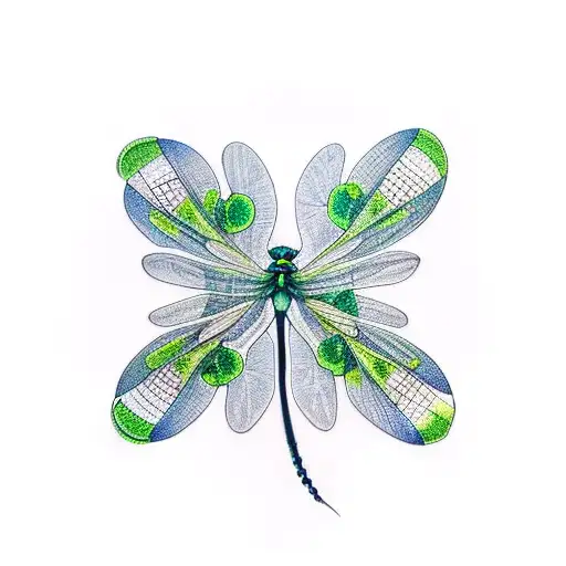 Lucky 5 Leaf Clover With Dragonfly On Top